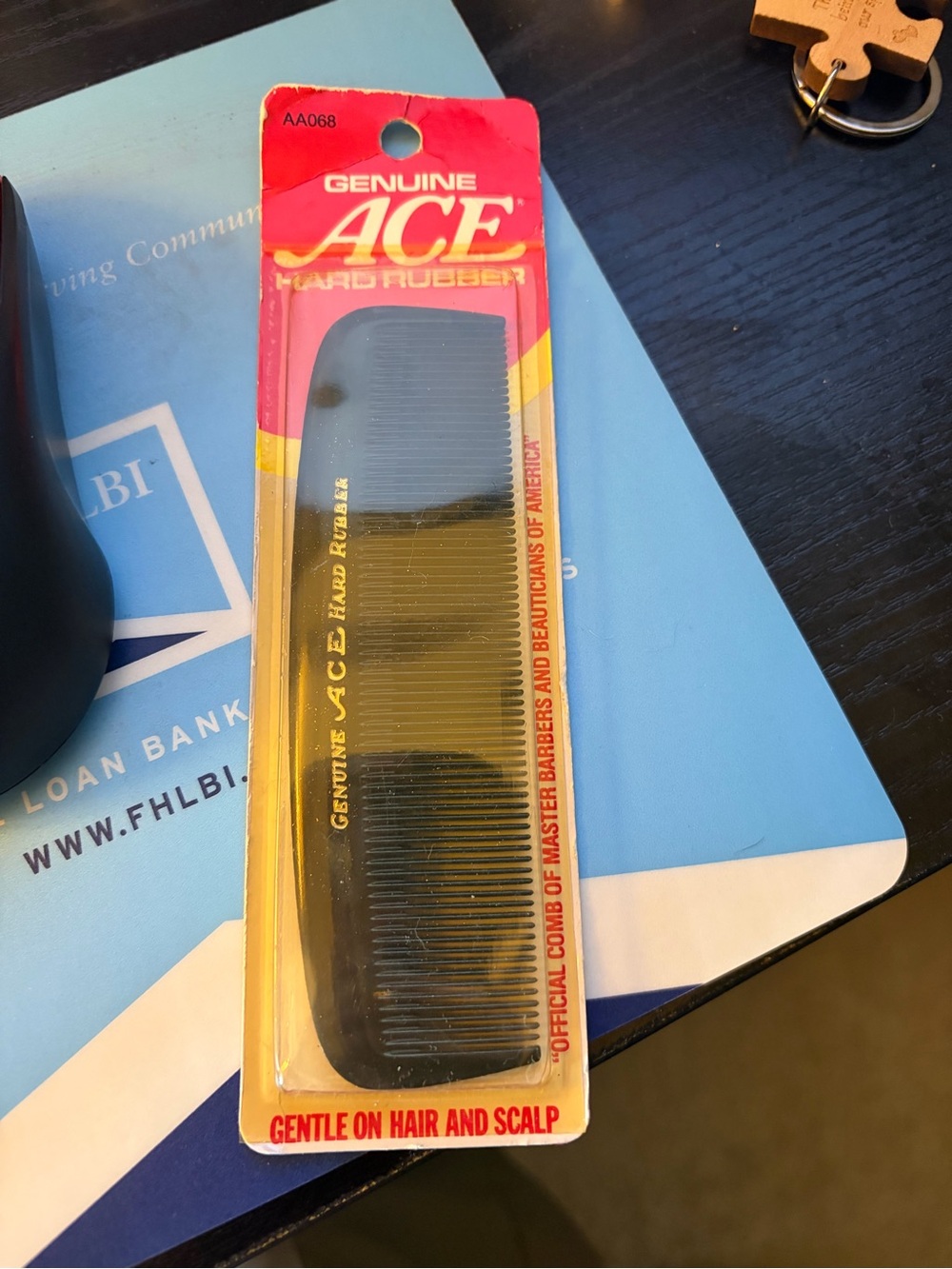 Genuine Ace Rubber Black Hair Comb Vintage New In Package